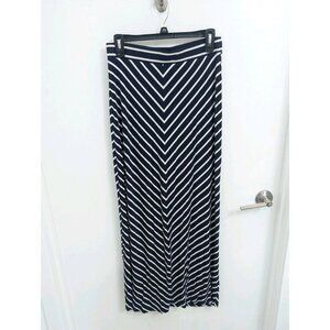 Navy Blue And White Chevron Stripe Maxi Skirt XS Ann Taylor LOFT